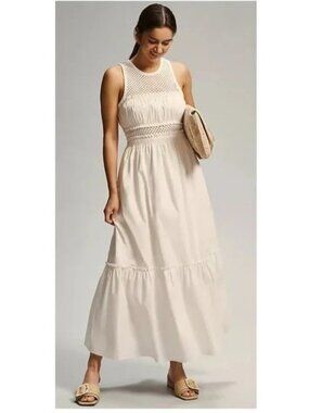 Mare Mare X Anthropologie White Sleeveless Crochet Maxi Dress